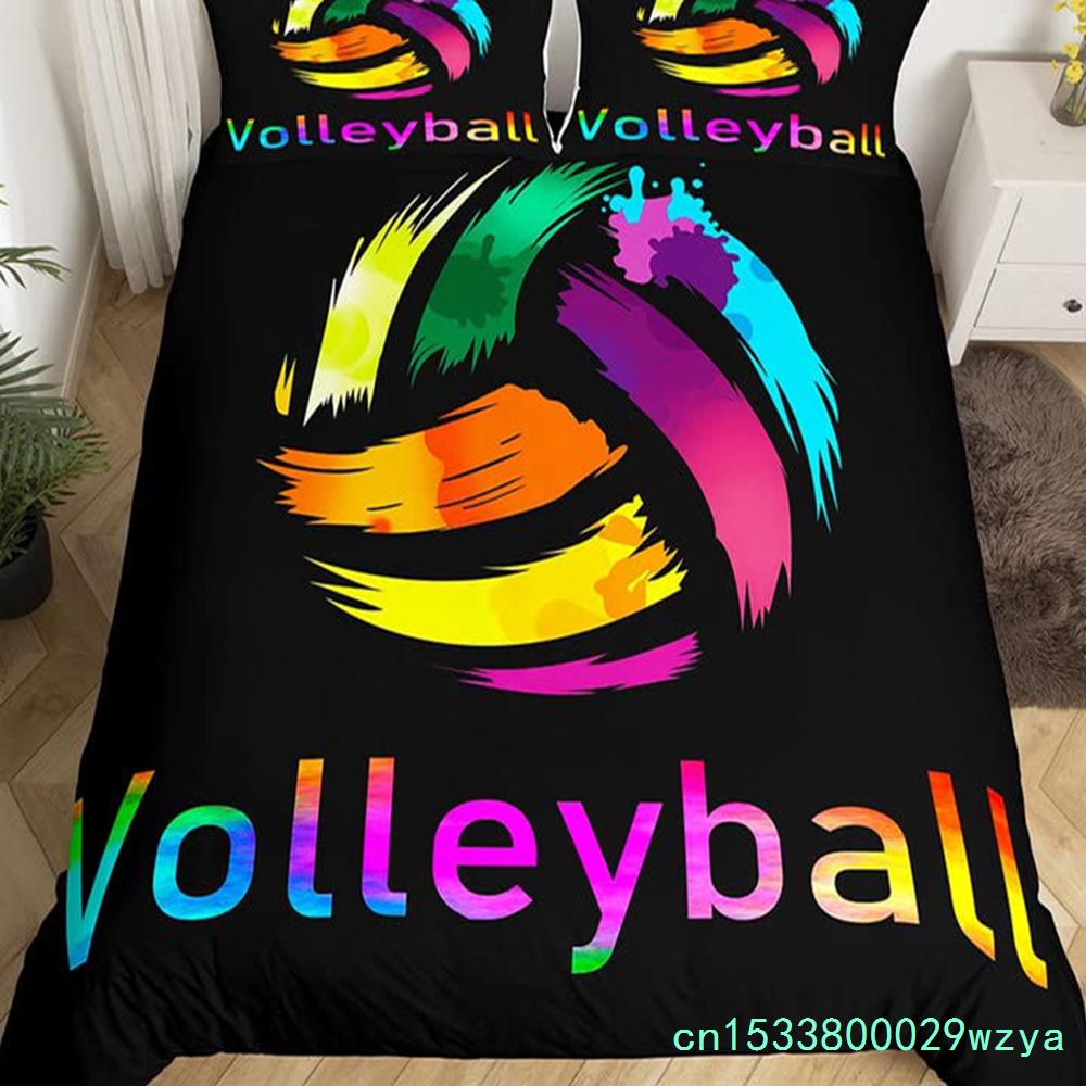 Volleyball Sport Bedding Set Sports Theme Duvet Cover King Queen Watercolor Volleyball Comforter Cover Ball Game Quilt Cover
