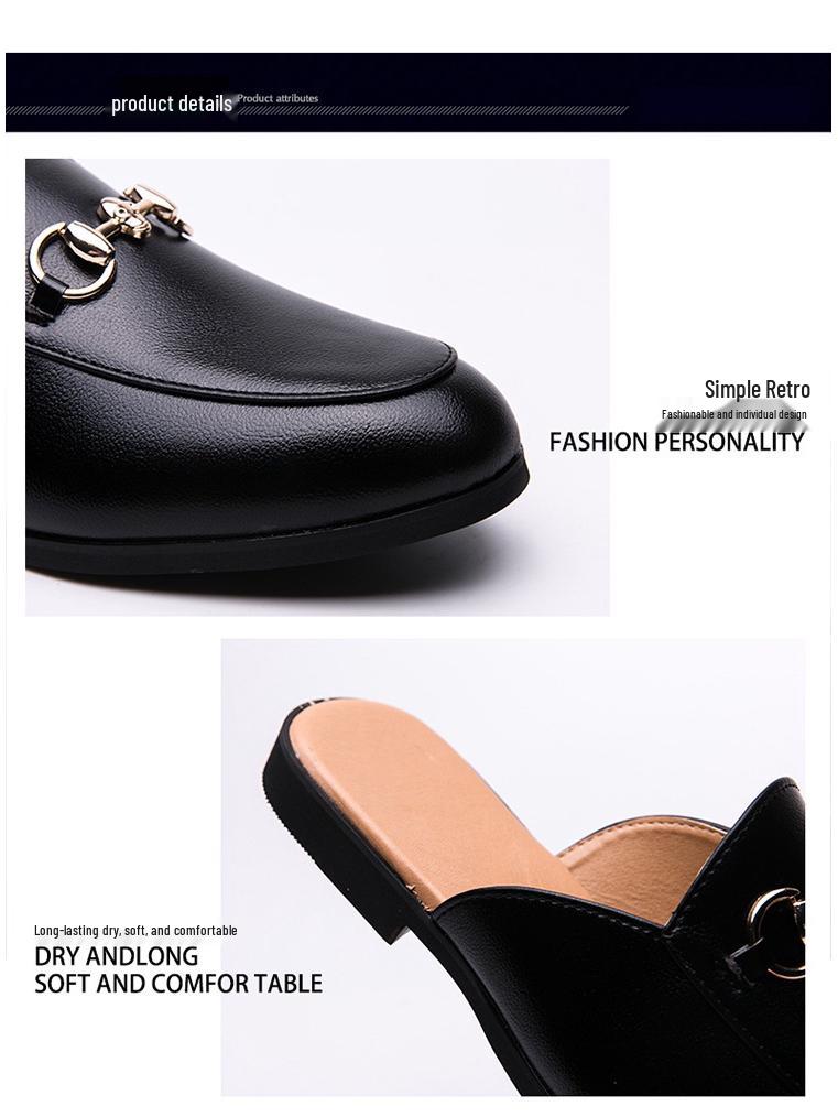 Herren Sommer Freizeit Slipper Leder Loafers: Britischer Stil, spitze Zehenpartie, Halbschuhe, minimalistische Mules.