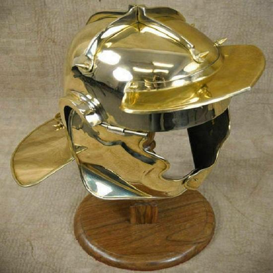 Casque de Soldat Impérial Romain Médiéval en Laiton Pur 18GA Romain Gaulois Centurion