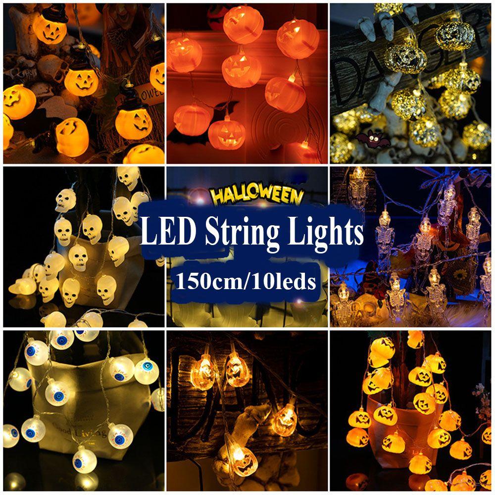 

2022 для домашнего бара Хэллоуин тыква Хэллоуин светодиодная гирлянда скелеты огни 10LED Хэллоуин
