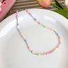 Bowknot Beaded Choker Colorful Beaded Necklaces Bowknot Necklace Artificial Crystal Material Gift for Girls Children