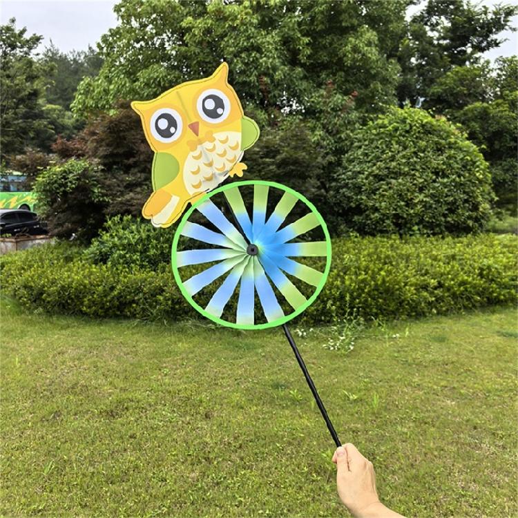 Child Friendly Owl Animal Windmill Outdoor Decoration Whirling Motion Toy Plastic Fabric Easy Install Yard Landscape Art