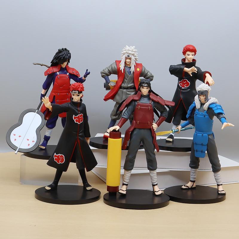 Anime Naruto Itachi Jiraya Anime Action Figure Model Gifts Collectible Figurines for Kids 19CM 6 Pieces In A Set