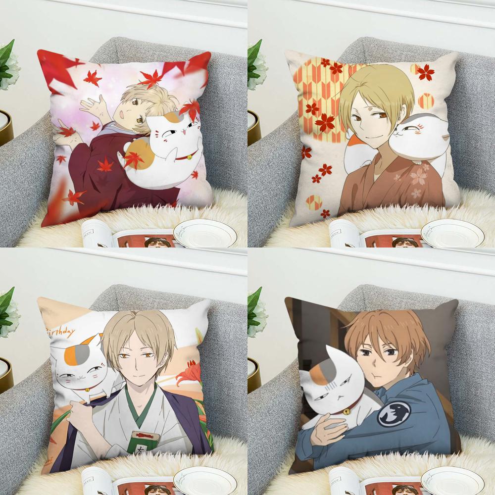 Anime Natsume Yuujinchou Pillow Case For Car Sofa Decorative Home Doublesided Print Plush Square Throw Pillow Cushion Cover