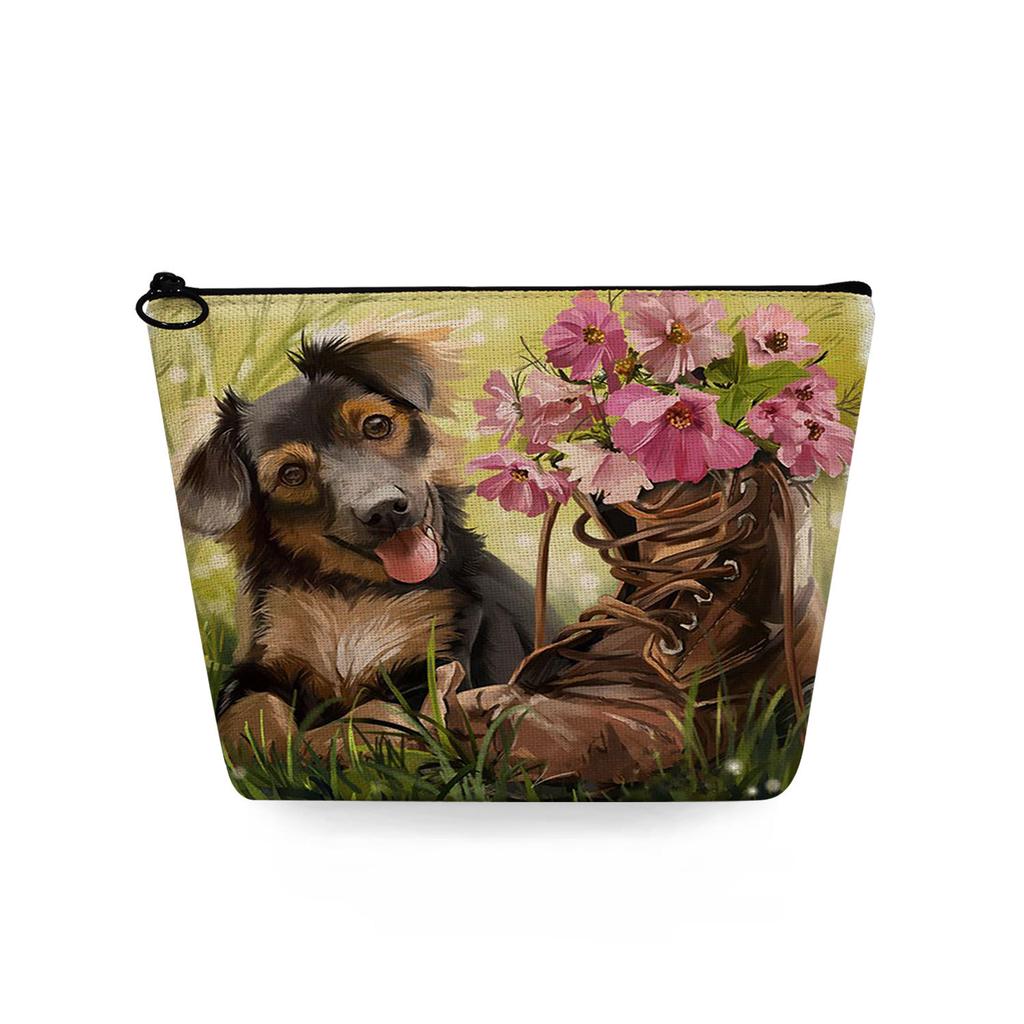 Women Dog Print Cosmetic Bag Toiletries Organize Travel Storage Case 6783