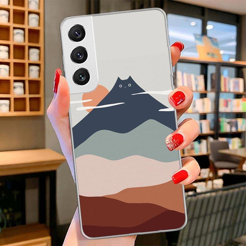 Art Cat Mount Fuji Japan Cover Phone Case For Samsung Galaxy S26 S25 Edge S24 Ultra S23 S22 Plus S21 S20 FE Soft Fundas Shell Ga