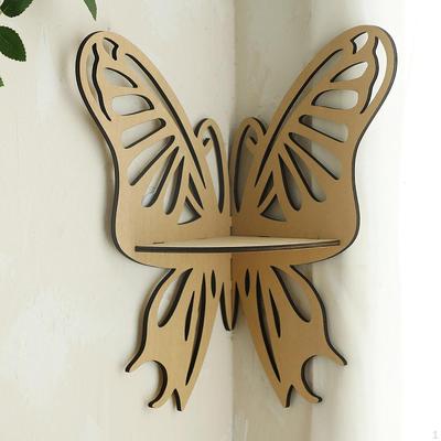 Butterfly Corner Shelf, Wall Organizer, Decorative Floating Wooden Suitable for