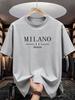 Milan Italian Print Unisexs Breathable Polyester Crew Neck Tshirts Lightweight Short Sleeve Tops For Casual Outdoor