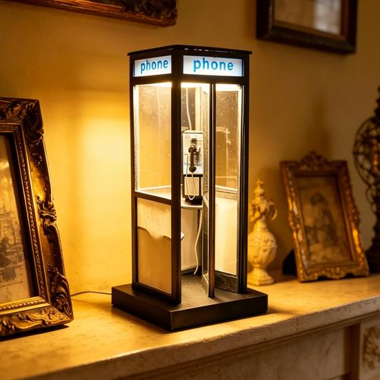 Vintage Telefonzelle Nachtlampe USB Retro Hohe Telefonzelle LED Dekorative Lampe Schlafzimmer Home Office Tisch Schreibtisch Nachttischleuchte