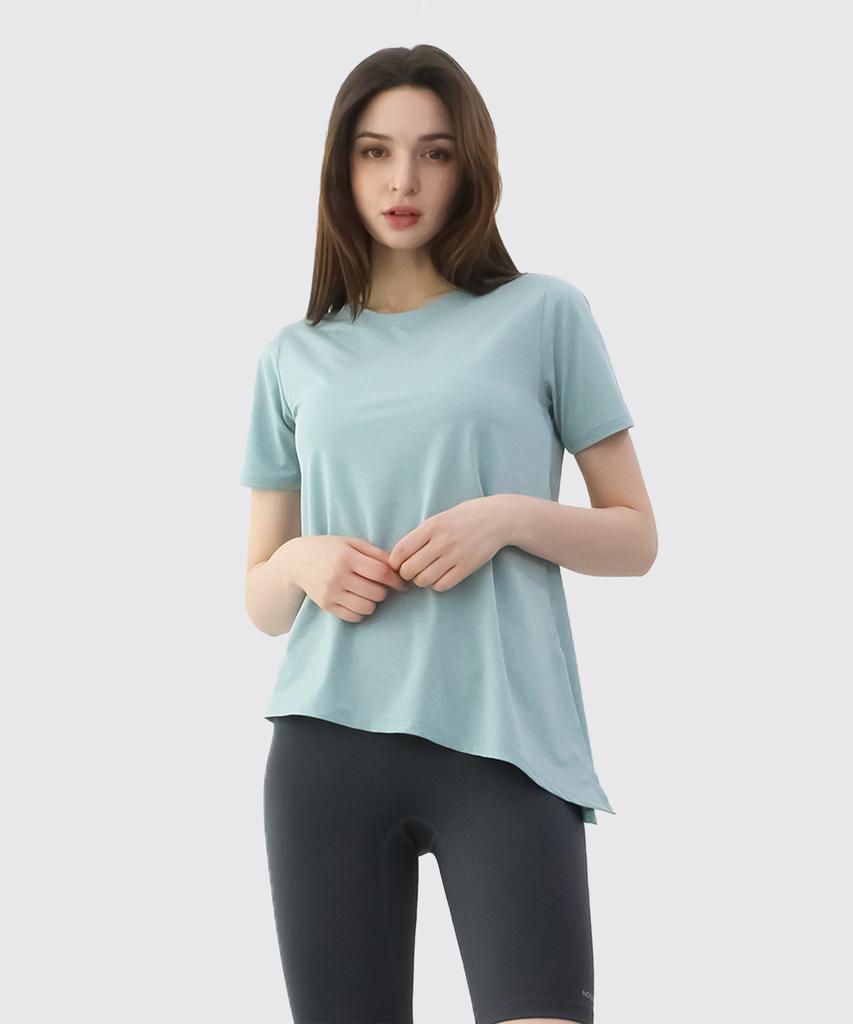 NOKJOK Amuse Side Slit Short Sleeve T-Shirt Running Yoga Wear Pilates Wear (Type B)