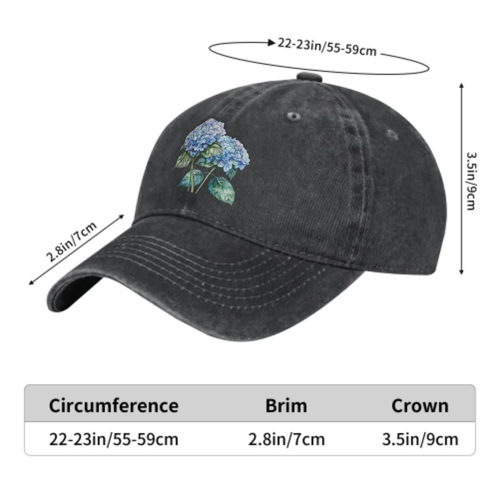 Blue Hydrangea Flower Fashion Classic Cotton Trucker Hat Summer Dad Cowboy Cap Outdoor Leisure Basketball Caps