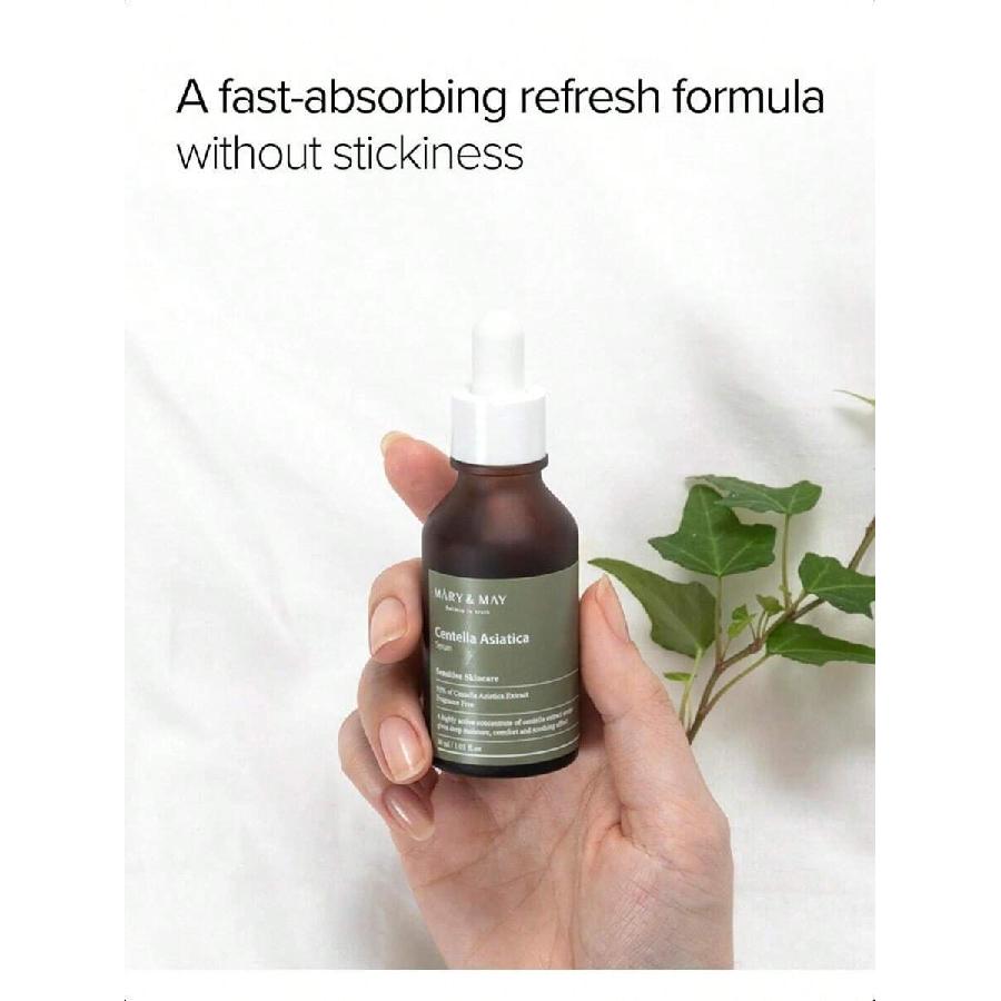 Mary&May Centella Asiatica Serum 30ml - 95% Of Cica Extracxt For Instant Skin Soothing, Regeneration, And Elasticity Improvement - Korean Face Serum