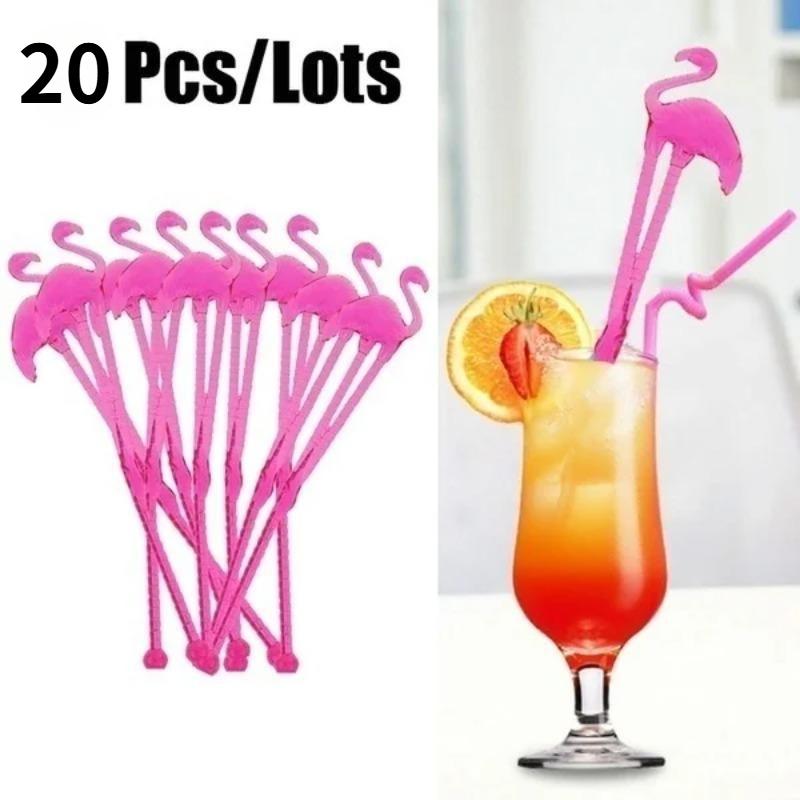 20Pcs/PACK Flamingo Art Cocktail Swizzle Sticks Drink Stirrer Coffee Muddler Puddler Coffee Scoop (Random Color)