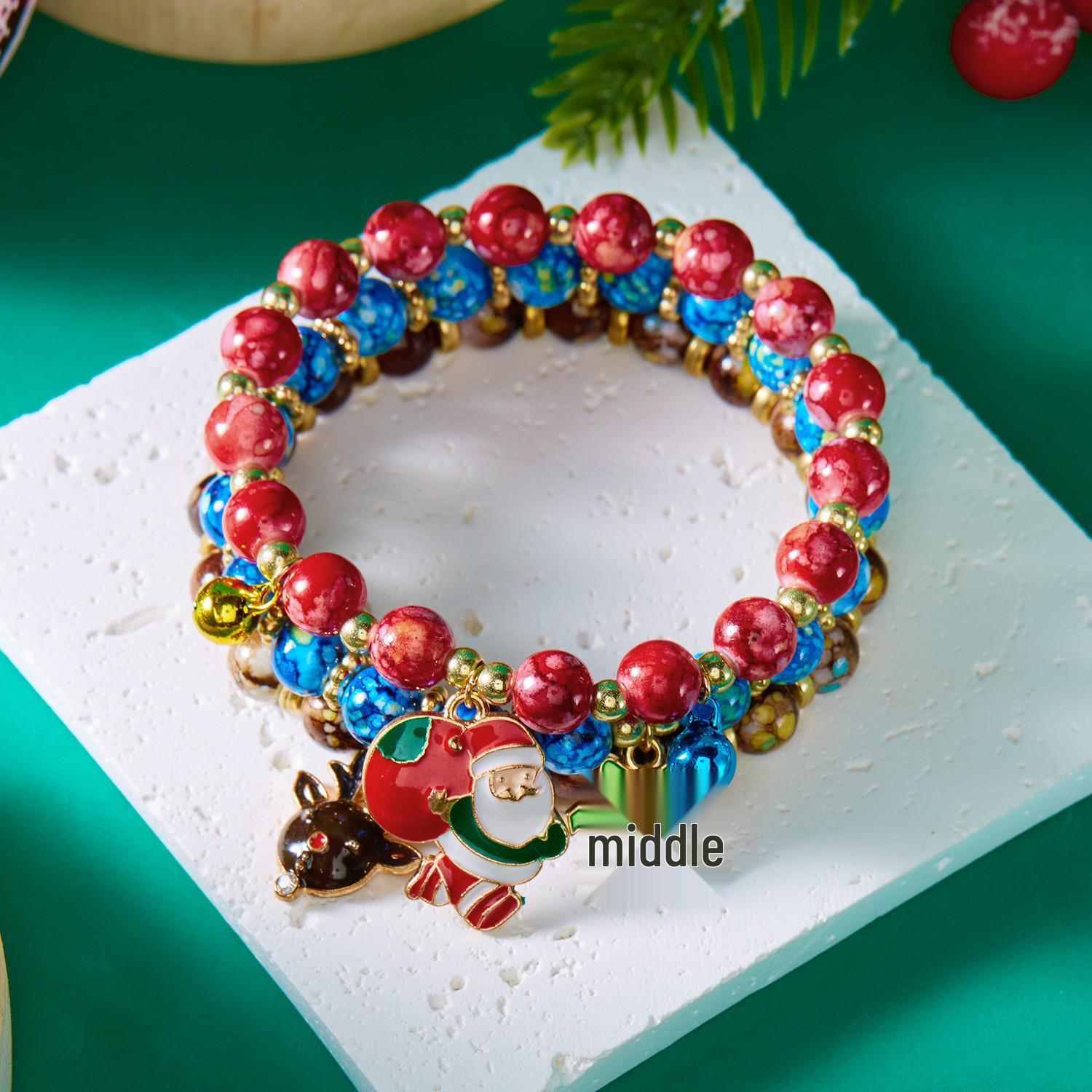 Европейско-американский рождественский набор браслетов: Дед Мороз, Снеговик и Рождественская елка из бисера