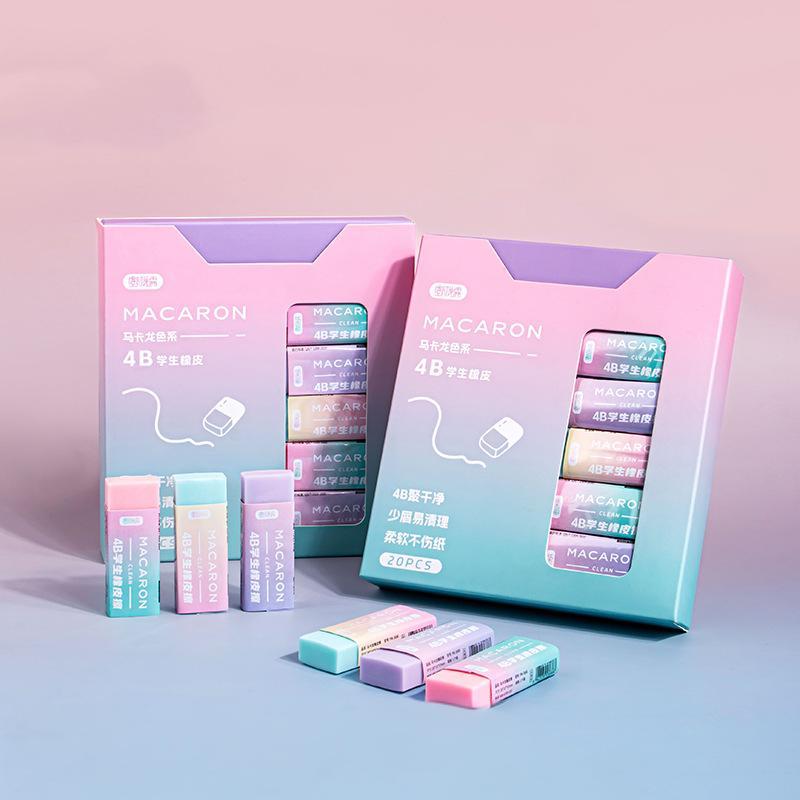 Gradient macaroon colour 4B eraser for primary school students no chips no marks erases cleanly for exams art eraser