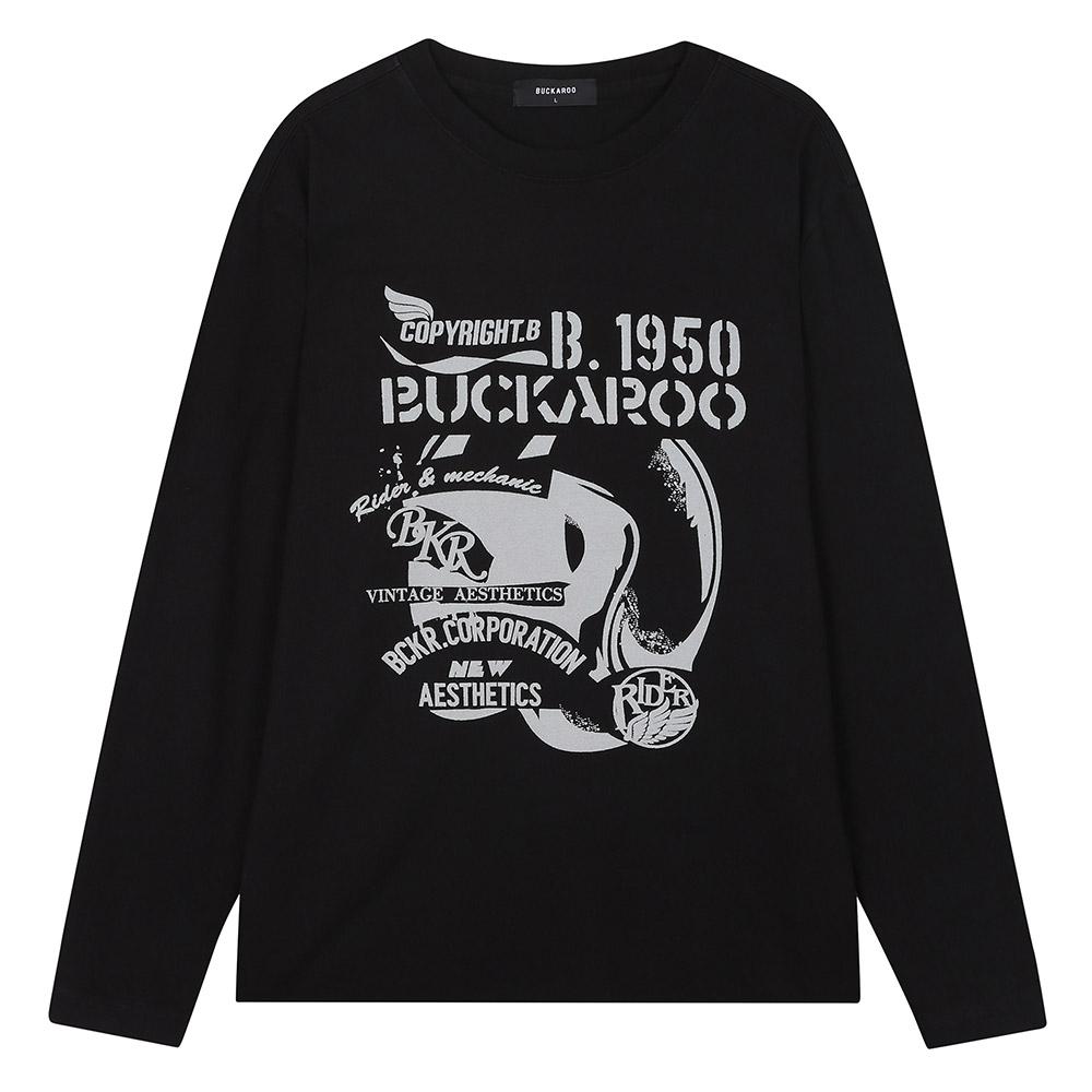 Burkeru Men S 16-Count Single All-Over Print Long Sleeve Ts Black Black_M