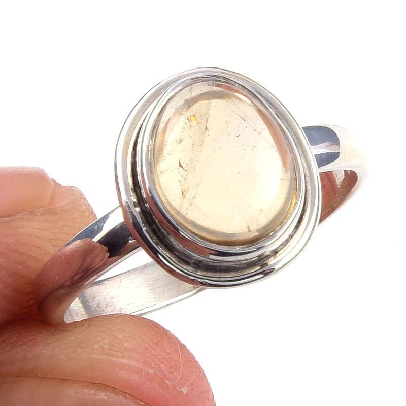 

Natural Citrine Gemstone Handmade 925 Solid Sterling Silver Ring Size 6 u8L98