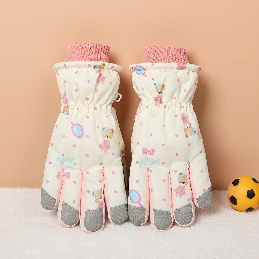 Children's Ski Gloves for Winter Boys Cycling Girls Outdoor Plus Velvet Thickened Water Splashing Windproof Cold Resistant Gloves