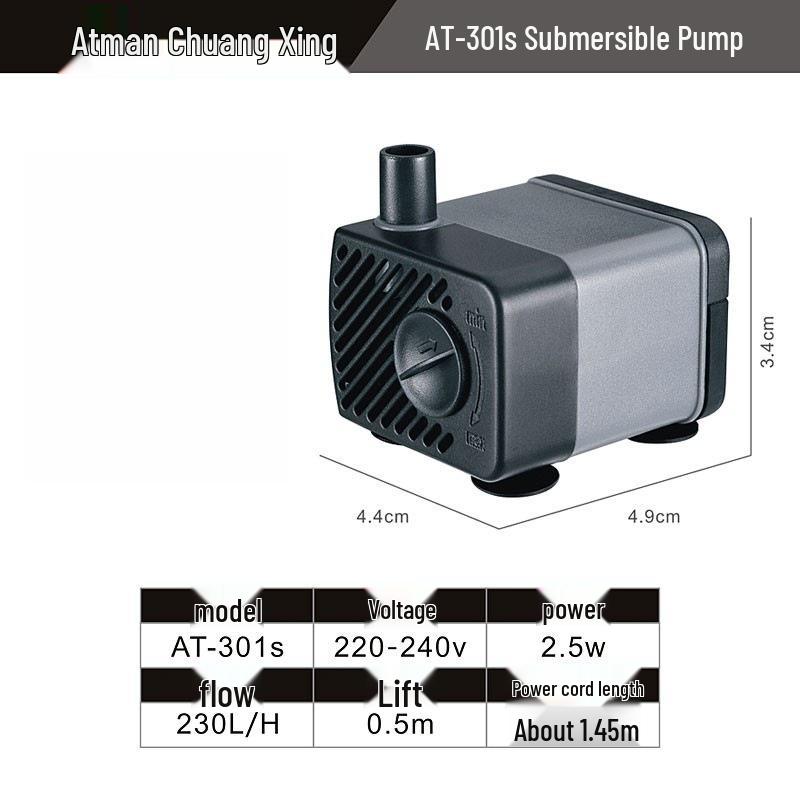 

Chuangxing AT304 Ultra-Silent Submersible Fish Tank Water Pump, Mini Aquarium High-Temp Resistant Filtration Pump