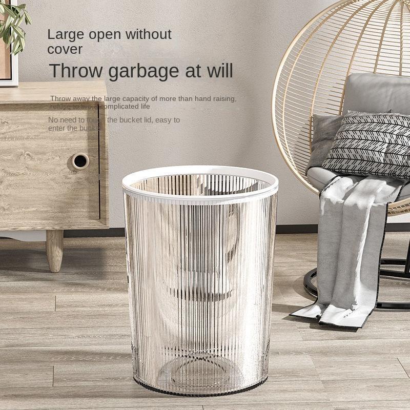 New Creative Trash Can Home Living Room Bedroom Kitchen Bathroom with Pressure Ring Transparent Paper Basket Storage Compost Bin