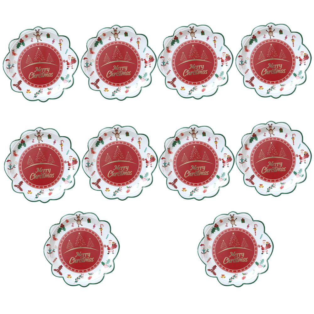 Christmas Disposable Tableware Sets Santa Claus Party Tablecloths Paper Plates Cups Tissue Napkins Straws Decoration Supplies