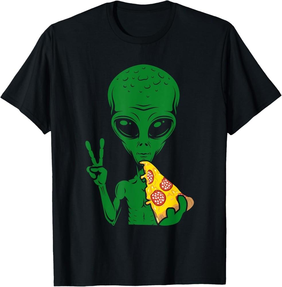 Funny Alien Head Eating Pizza UFO Extraterrestri wbr/ al T-Shirt Unisex T-Shirt L
