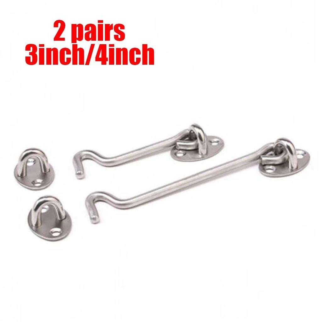 Size : 3 inch MUMA 2Pcs Stainless Steel Cabin Door Hook And Eye Latch Lock Swivel Shed Gate Catch Silent Holder 4/100mm Silver Size : 3 inch MUMA 2Pcs Stainless Steel Cabin Door Hook And Eye Latch Lock Swivel Shed Gate Catch Silent Holder 4/100mm Silver