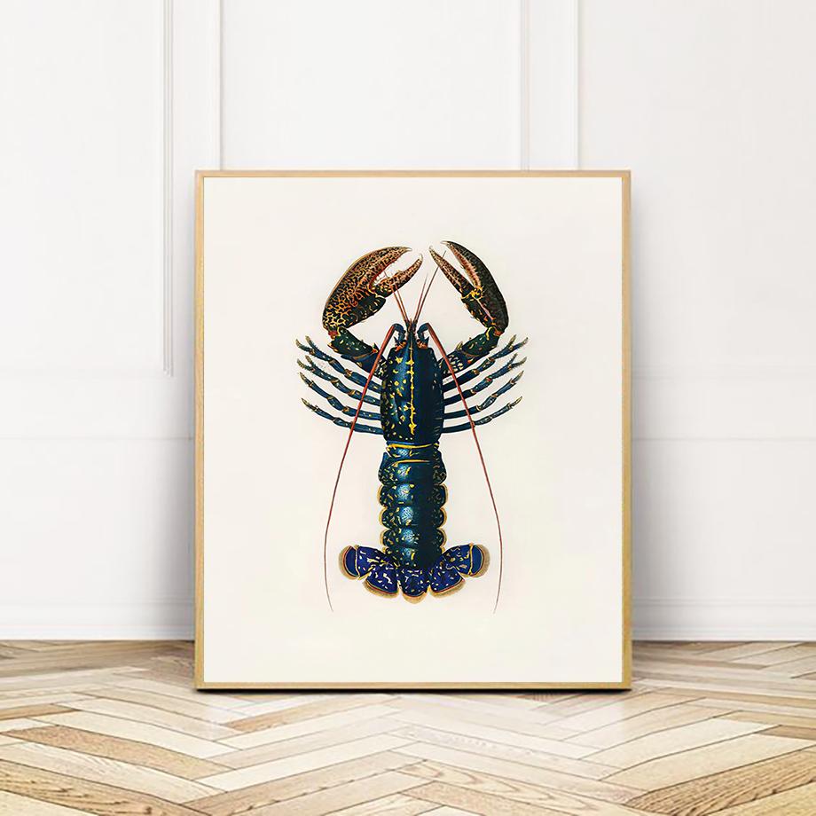 Vintage Marine Life Shrimp Shells Wall Art Poster Canvas Decorative Printing Art Prints Nordic Mural Living Room Home Decoration