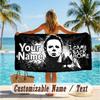 Custom Text Beach Towel, Soft Absorbent Swimming Multi-use TowelHalloween Michael Myers