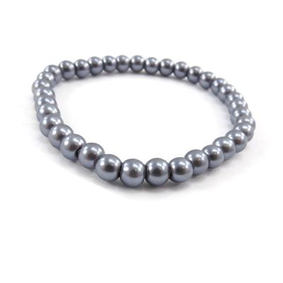 [J7560] - Pulseira 'Perla' cinza de 6 mm