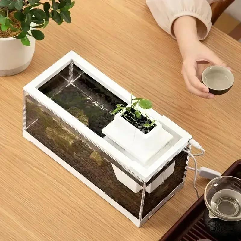 Small Tropical Fish Tank Desktop Ecological Aquarium Filter Silent Heating Breeding Guppy Fish Tank Mini Aquarium for Home Use