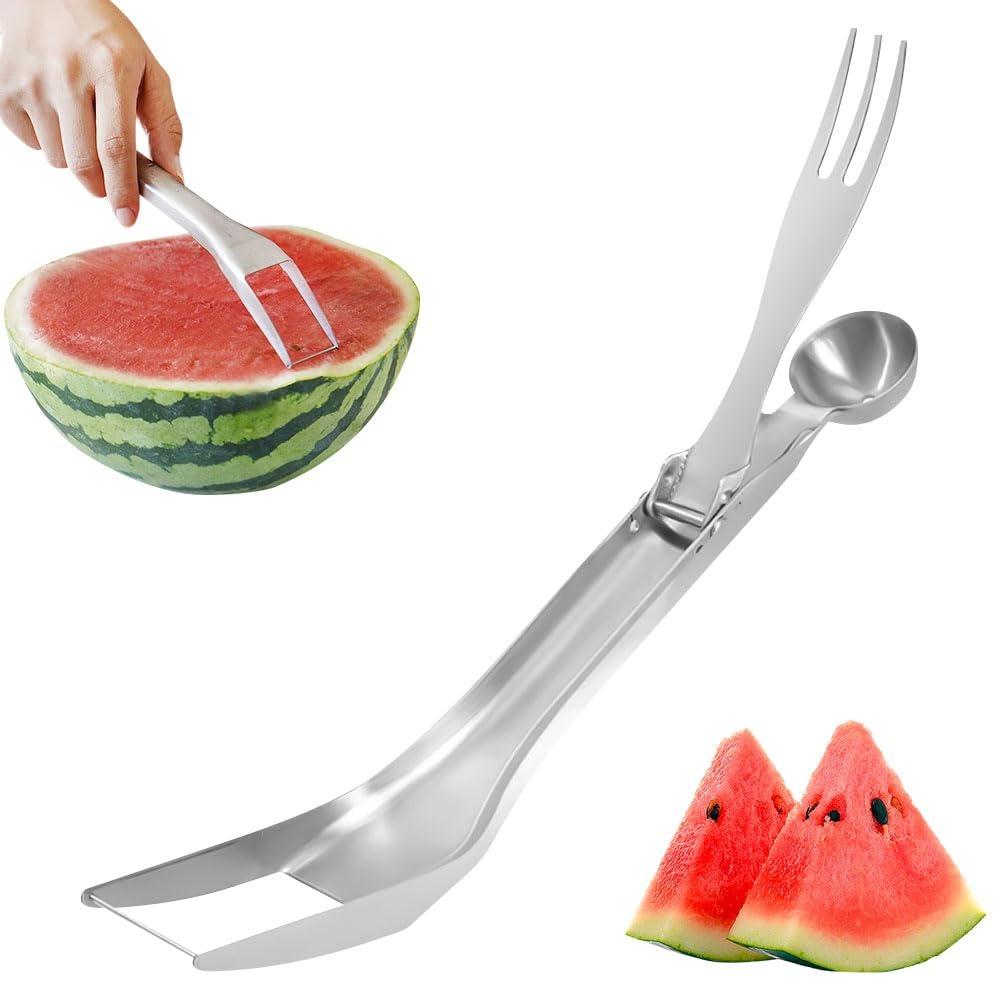1/2/3 PCS Artifact Stainless Steel Watermelon Cutter 3-in-1 Dual Head Slicer Tool Multi-functional Portable Fruit Forks Home Use