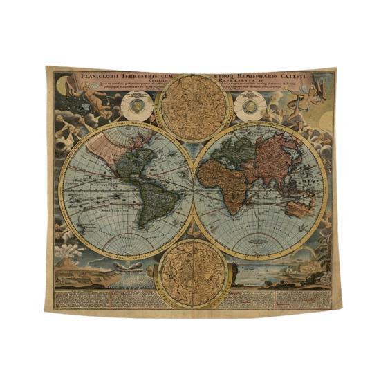 Tapeçaria de Parede Mundial, Pôster de Tecido da Terra para Sala de Estar, Arte de Parede Boho para Quarto, Capa de Fundo Vintage para Dormitório