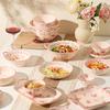 Lantuan 27-Piece Red Glaze Bone China Dinnerware Set