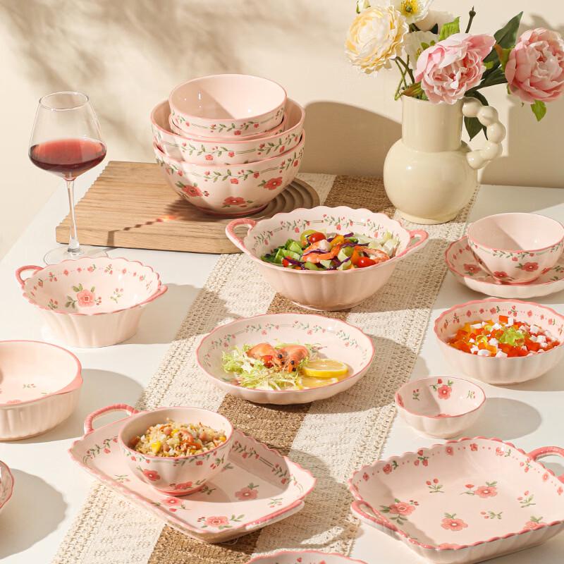 Lantuan 27-Piece Red Glaze Bone China Dinnerware Set