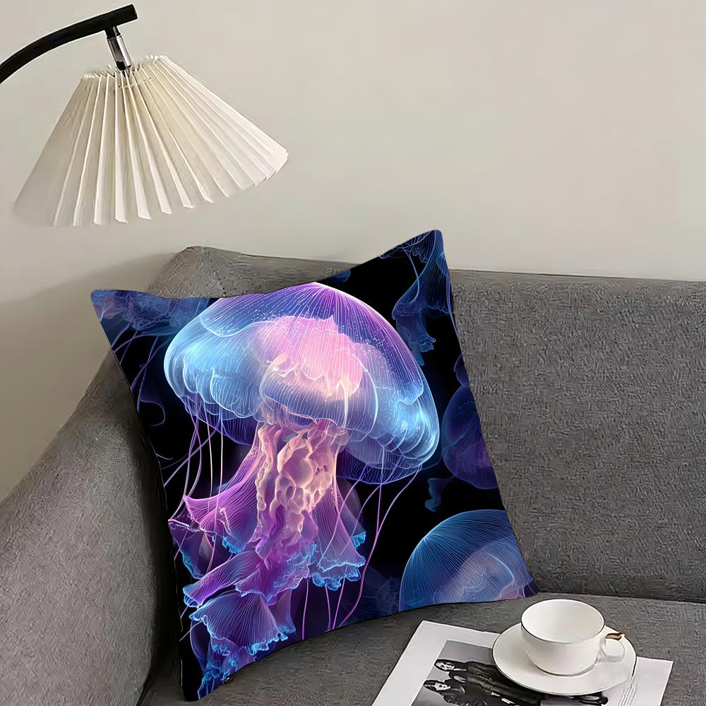 Jellyfish Fashion Cushion Cover Pillowcase Ultra Soft Skin Friendly Fabric Cloud Like Comfort Concealed Zipper