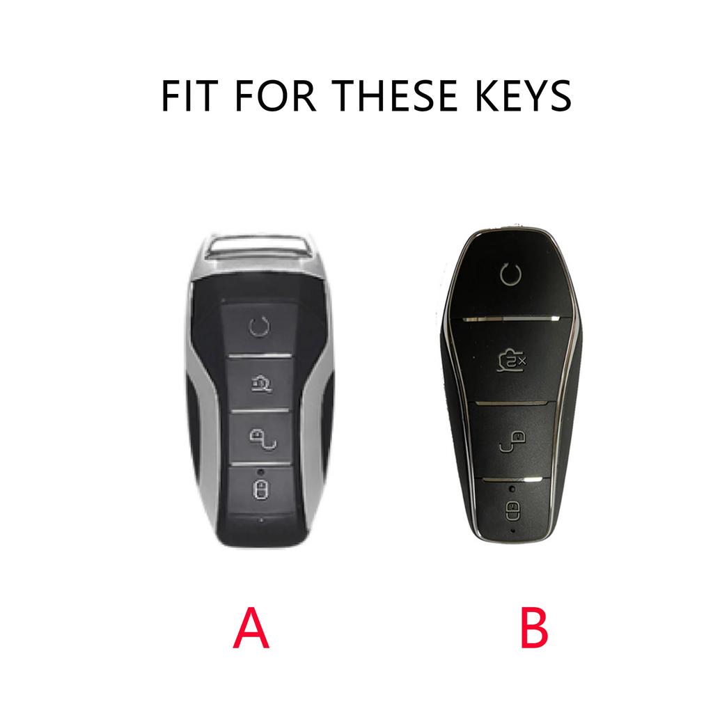 Genuine Leather Auto Intelligent Key Fob Cover Case Fit For Byd Atto 3 Atto3 Dm Tang Song Dm-I Max Pro Qin Pro Yuan Ev Dolphin ,4 Bottons