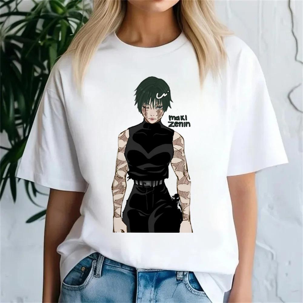 Jujutsu Kaisen T-Shirt Damen Japanisch Maki Zenin T-Shirt Mädchen Anime T-Shirts Kleidung Kurzarm Tops