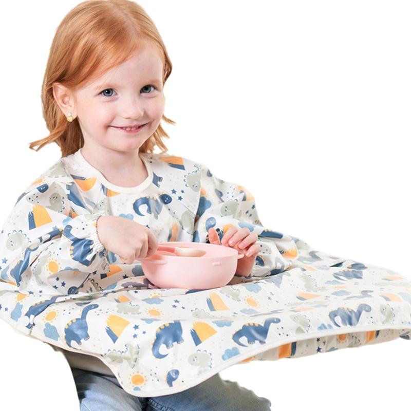 Baby Feeding Bib with Integrated Table Cover Water Resistant and Stain Resistant for Most High Chairs Comfortable Wear