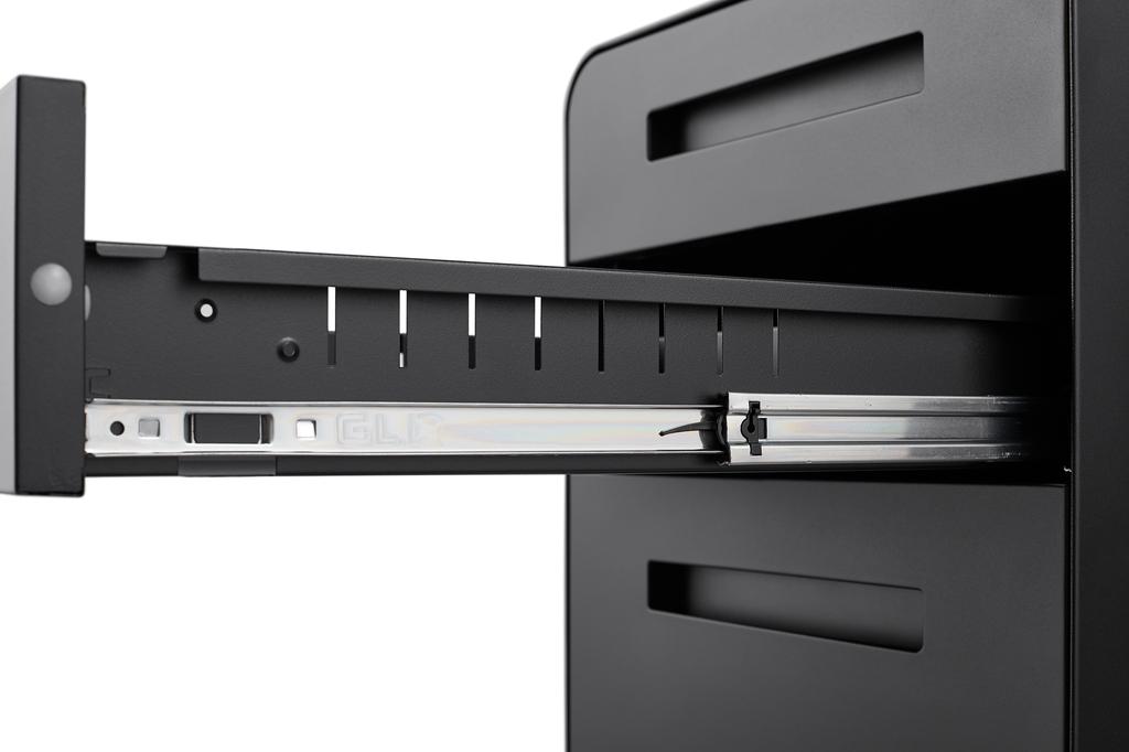 Armário de Arquivo de Escritório Preto com 3 Gavetas Móvel para Debaixo da Mesa, Armazenamento para Arquivos Jurídico/Carta/A4, Design Anti-Tombamento com 5 Rodas, Aço Laminado a Frio, À Prova d'Água