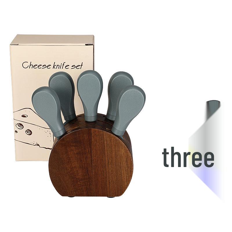 Käsemesser & Gabel Geschenkset mit Akazienholzsockel - 6-teiliges Buttermesser-Set