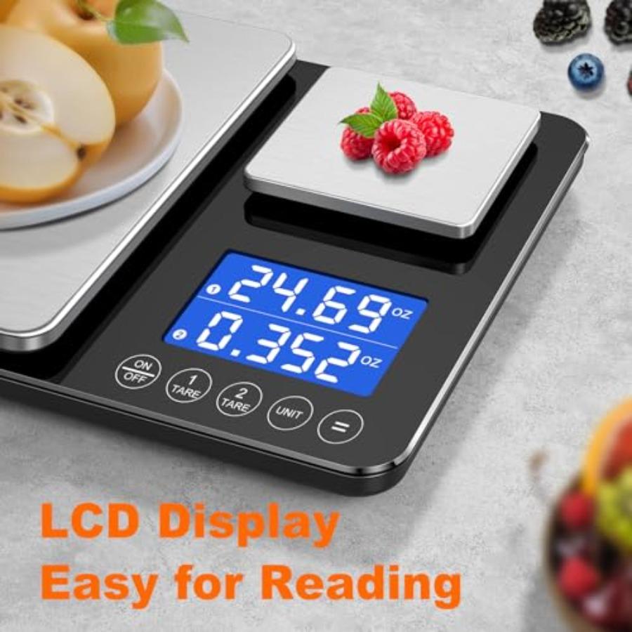 0.001oz/33lbs Dual Platform Food Kitchen Scales Digital Weight Grams and Ounces Two Precisions Kitchen Scale for Sourdough Brea