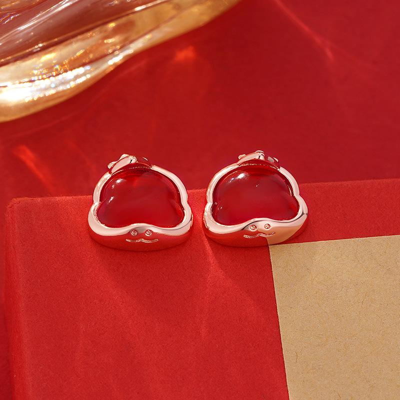 Snake Stud Earrings Natal Red New Spirit Snake Earrings Women's Light Luxury High-end Niche