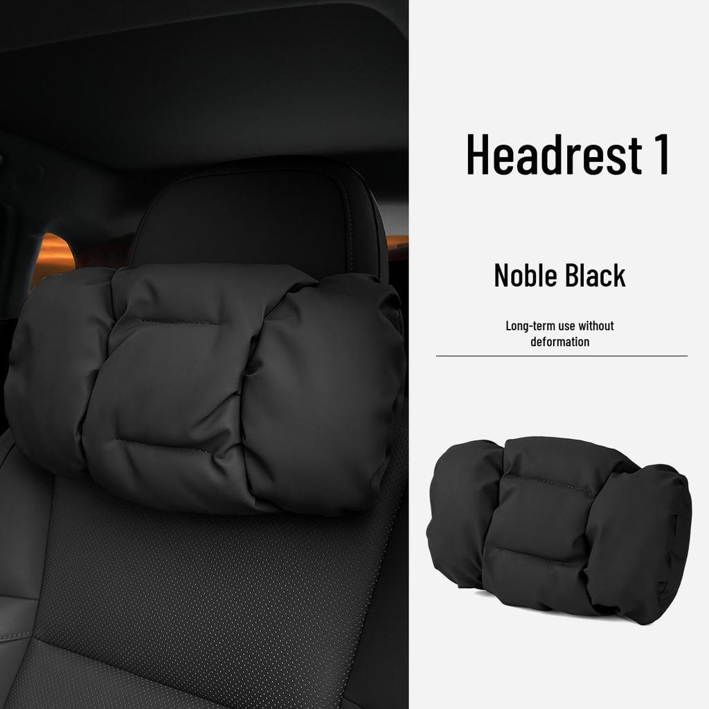 Neues Luxus Auto Kopfstützen- & Lendenwirbelstützkissen - Fleckenresistentes Leder, Fortschrittliche Nackenstütze & Baumwollpolster