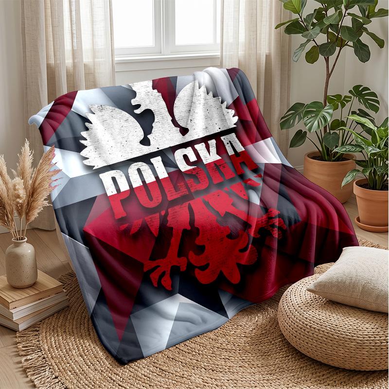 Poland Football Printed Flannel Blanket Skin Friendly Warm Decorative Throw for Indoor Couch Bed Daily Use