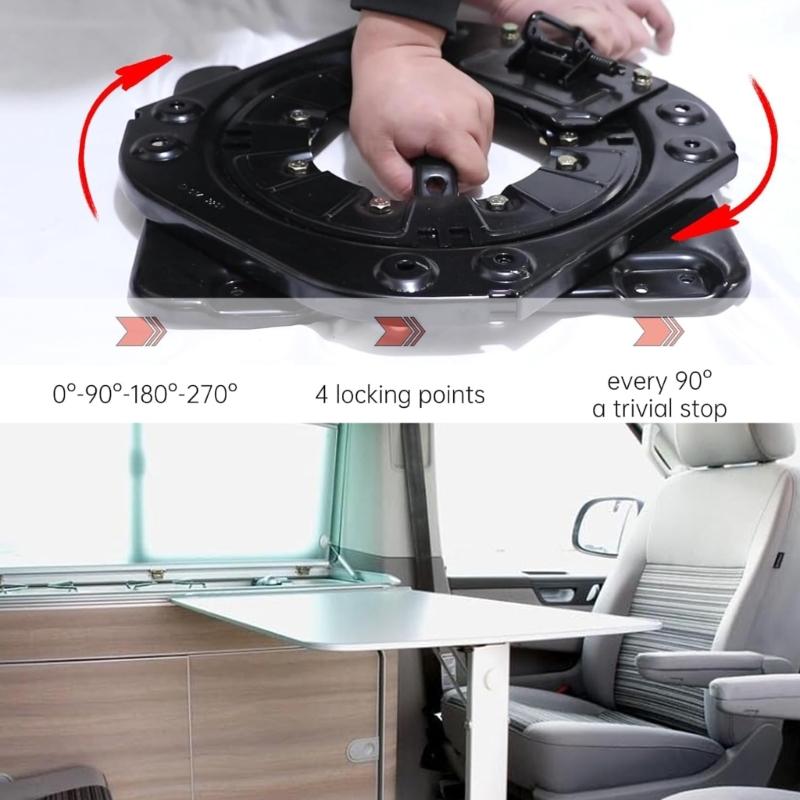 Professional Vehicle Seat Rotators Base with 45/90° Locking Positions Full Circles Rotation for MPV Caravans Commercial