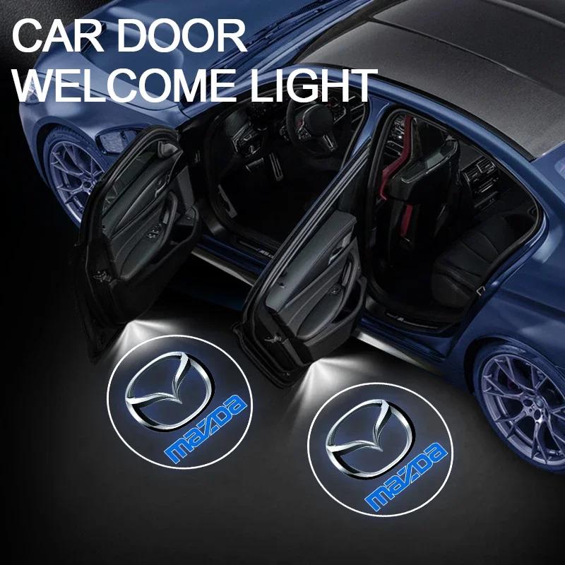 2025 Hot 1/2Pcs Car HD Projector Lamp Car Door Wireless Welcome Light LED Decoration For Mazda 3 6 Atenza Axela Demio CX3 CX5 MP