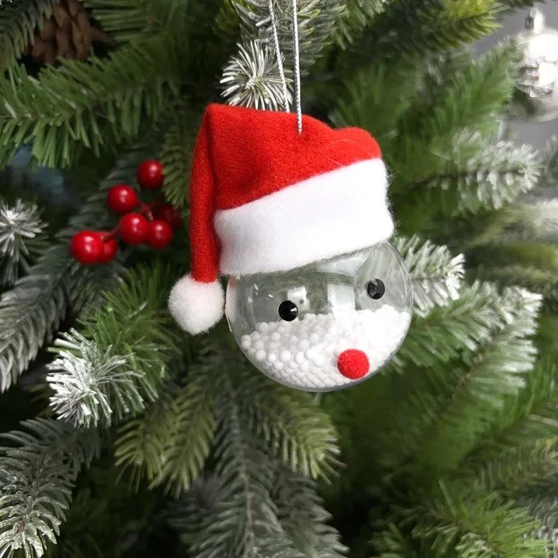 New Christmas Disco Ball Ornaments Elk Hat Xmas Tree Pendant Snowman Santa Claus Hanging Ball Merry Christma Decor New Year 2025