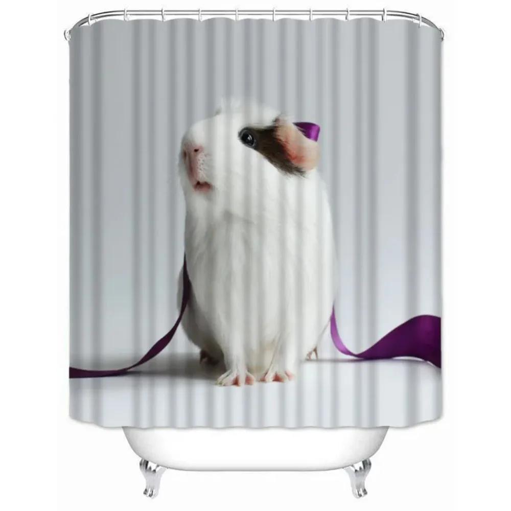 Custom High Quality Guinea Pig Shower Curtain Waterproof Bathroom Polyester Fabric Bathroom Curtain