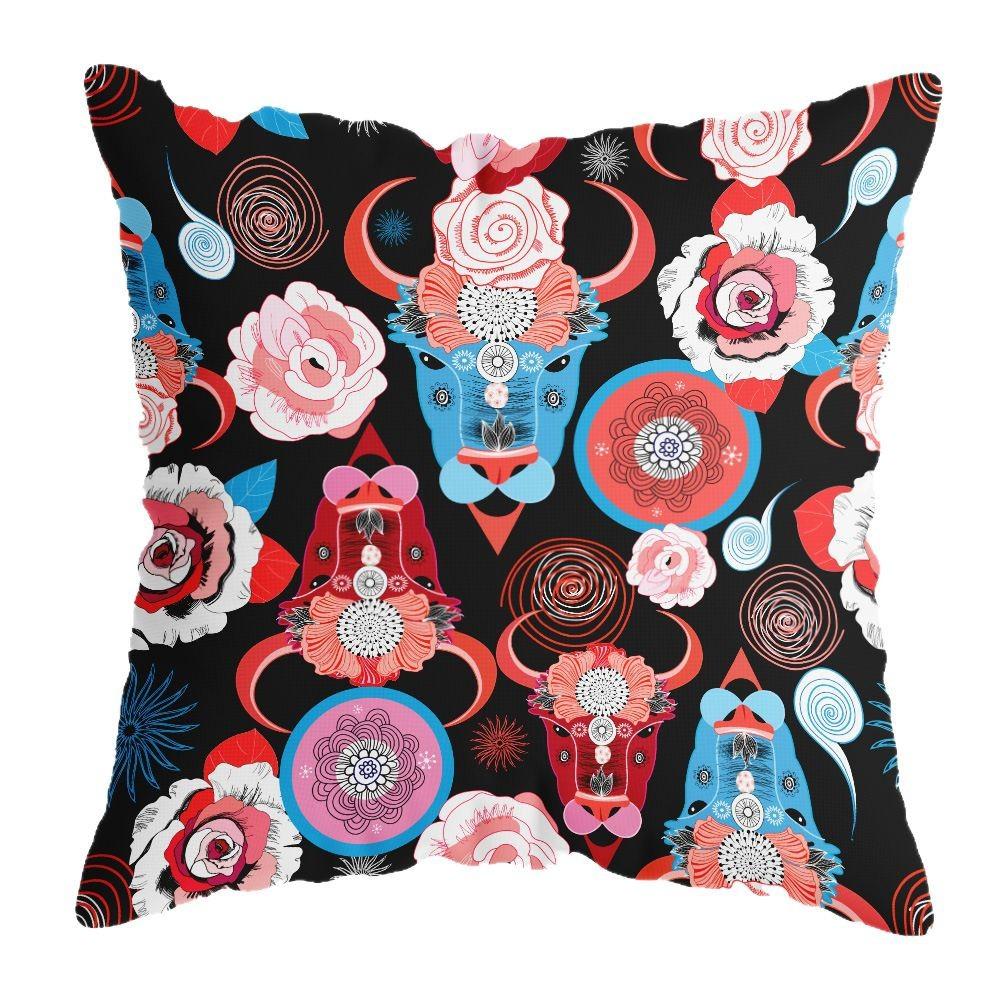 Chinese Style Sofa Cushion Cover Cartoon Animal Cute Plush Cushion Cover Chinese Style Cow Pattern Pillow Cover